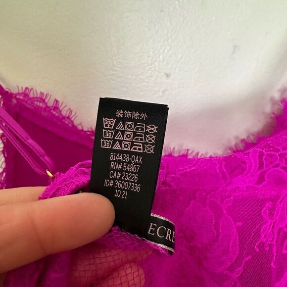 Victoria Secret Women’s Very Fuchsia Stretch Satin Open Lace Back Cami Short Paj - Picture 8 of 15